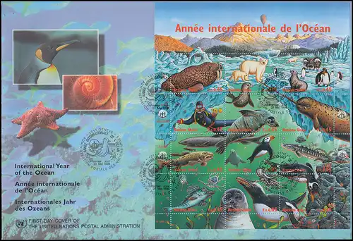Nations unies Genève 334-345 Année de l'océan 1998: Bogen de compression sur le Bijoux-FDC Genève