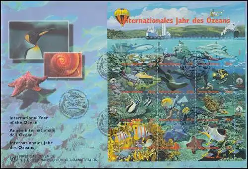 UNO Vienne 252-263 Année de l'océan 1998: Bogen de compression sur le bijoux-FDC WIENNE