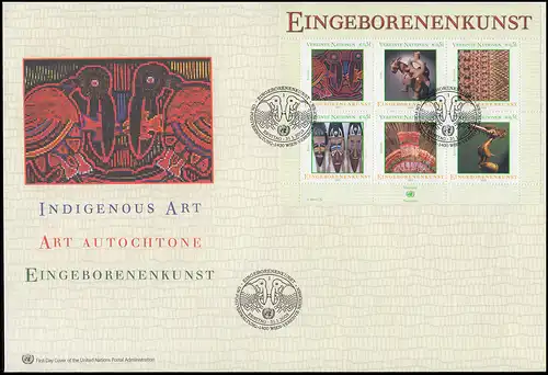 UNO Wien Block 17 Indigene Kunst - Block auf Schmuck-FDC WIEN 2003