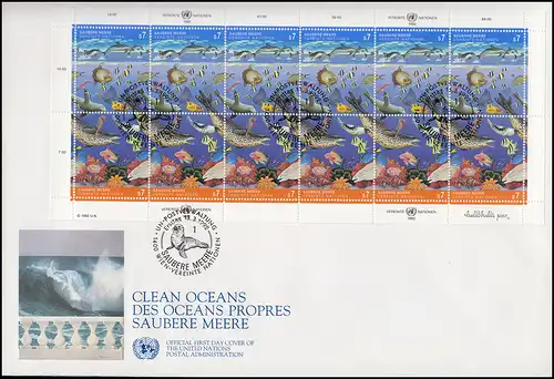 UNO Wien 127-128 Saubere Meere, Kleinbogen auf Schmuck-FDC WIEN13.3.1992