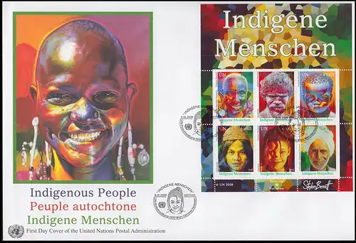 UNO Wien Block 25 Indigene Menschen - Block auf Schmuck-FDC WIEN 2009