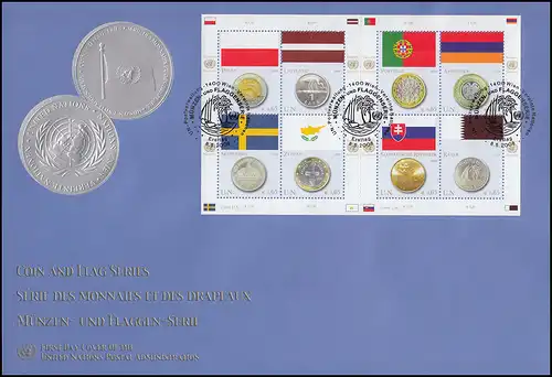 UNO Vienne 530-537 drapeaux et pièces: Petit arc sur le FDC de bijoux WIENNE 2008