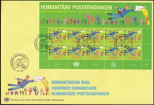 UNO Wien 512 Humanitäre Postsendungen - Kleinbogen auf Schmuck-FDC WIEN 2007