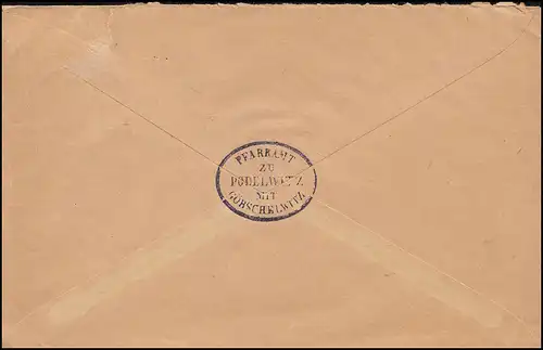 Dienstsache Luth. Pfarramt Podelwitz mit Göbschelwitz, WIEDERITZSCH 22.6.1934