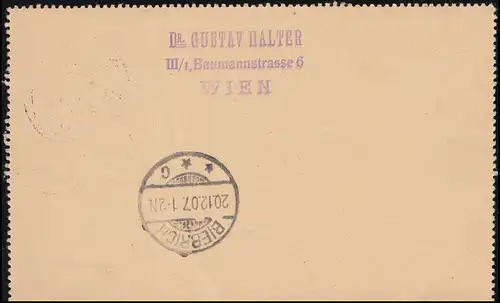 Autriche Carte 46c de WIENNE 19.11.1907 vers BIEBRICH 20.12.07