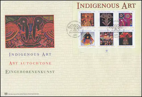 UNO New York Block 23 Indigene Kunst: Amerika - Block auf Schmuck-FDC N.Y. 2003