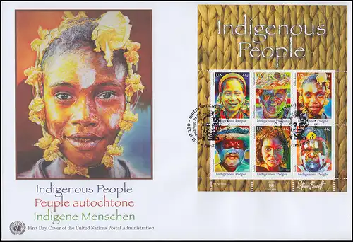 UNO New York Block 35 Indigene Menschen 2010 - Block auf Schmuck-FDC N.Y.