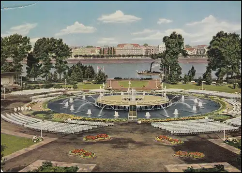 AK Cologne am Rhein: Dansebrunnen, KÖLN 9.7.55 avec EF 211 Kraftpost vers Italie