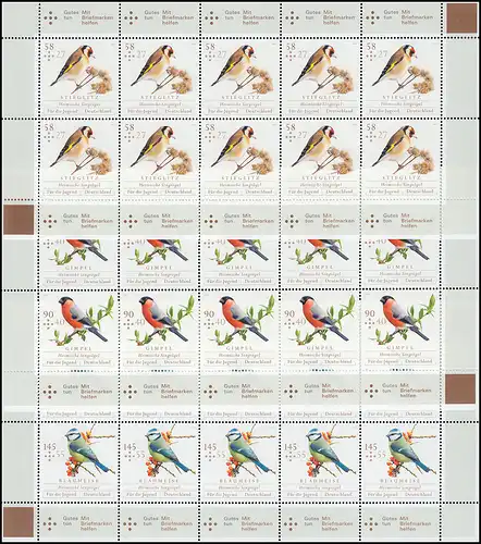 3023-3025 Oiseaux chanteurs domestiques: Pimple de Gimple de mésange bleue - Dix arcs ensemble **