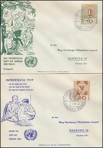 310a-311a INTERPOSTA 1959 - Satz auf 2 Schmuck-FDC ESSt HAMBURG 22.5.59