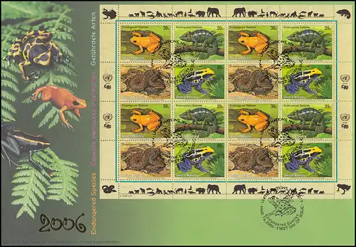 Nations unies New York Espèces menacées Les espèces de moucherons: Petit arc sur le FDC de bijoux N.Y. 2006