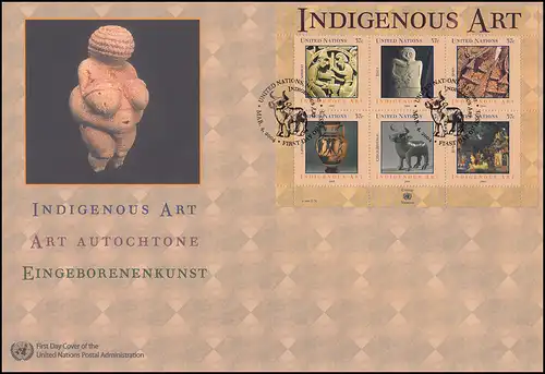 UNO New York Block 24 Indigene Kunst 2004 - Block auf Schmuck-FDC N.Y.