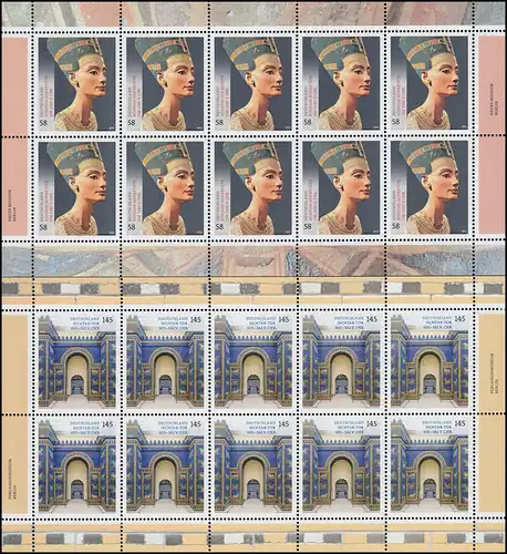 2975-2976 Buste Nofrete et Zor Ischtar - ensemble de dix feuilles ** post-français