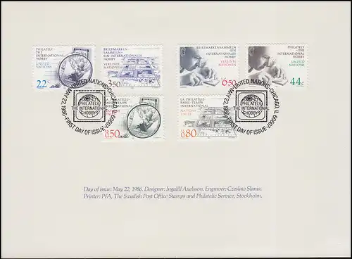 Les Témoins de Jéhovah de l'ONU rassemblent des timbres pour leur offrir un passe-temps international avec ESSt Chicago 1986