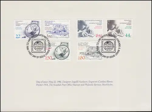 UNO Trio-ETB Briefmarkensammeln ein internationales Hobby mit ESSt Chicago 1986