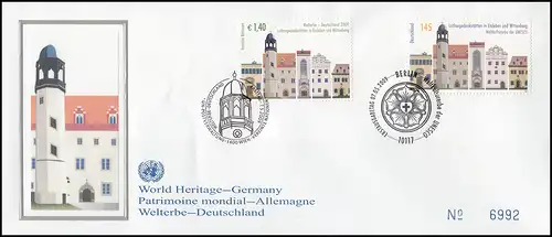 UNO Wien 598 UNESCO-Welterbe Deutschland mit Parallelausgabe, Schmuck-FDC 2009 