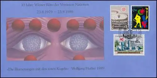 UNO Wien 94-95 Wiener Büro mit Parallelausgabe Österreich 1966 auf Schmuck-FDC