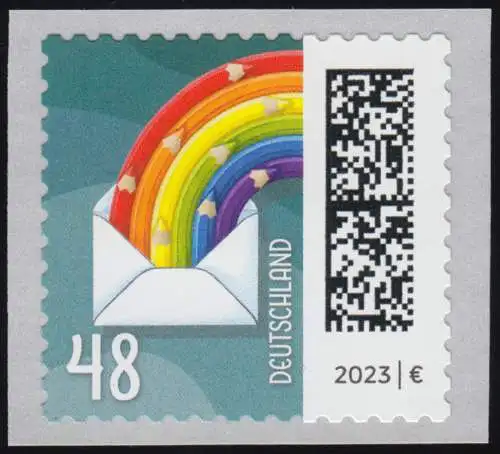 3743 Welt der Briefe: Regenbogenbrief 48 Cent, selbstklebend, ** postfrisch