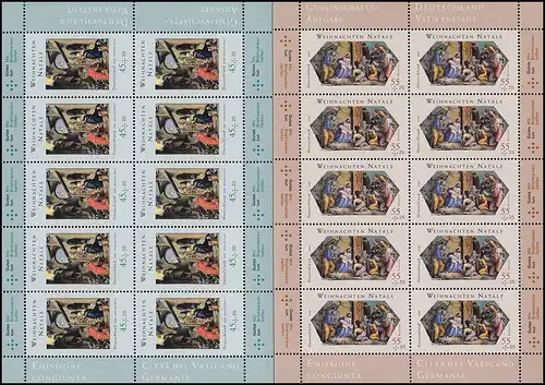 2703-2704 Weihnachten 2008 - 10er-Bogen-Satz ** postfrisch