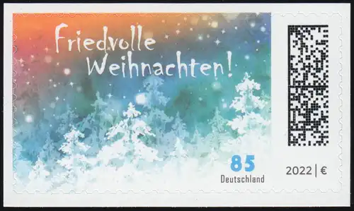 3730 Friedvolle Weihnachten, selbstklebend auf neutraler Folie, ** postfrisch