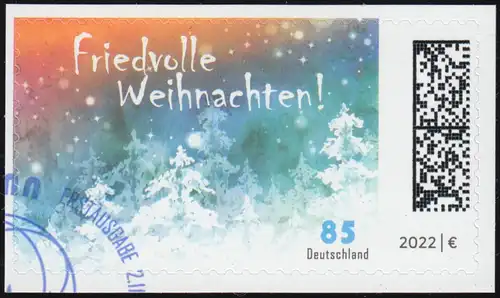 3730 Friedvolle Weihnachten, selbstklebend auf neutraler Folie, EV-O Bonn