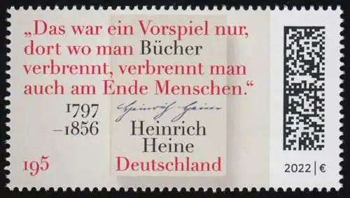 3731 Dichter und Schriftsteller Heinrich Heine, ** postfrisch