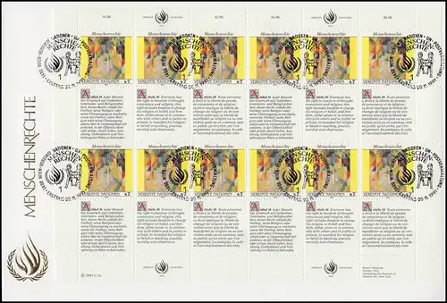 Nations unies Vienne 123-124 Droits de l'homme 1991: jeu de bogues d'impression à 2 bijoux FDC