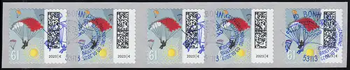 3744 Briefmarkengleiter 61 sk aus 500er, 5er-Streifen UNGERADE Nummer, EV-O Bonn