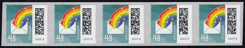 3743 Regenbogenbrief 48 Cent sk aus 500er, 5er-Streifen UNGERADE Nummer **