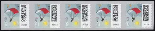 3744 Briefmarkengleiter 61 Cent sk aus 500er, 5er-Streifen UNGERADE Nummer **
