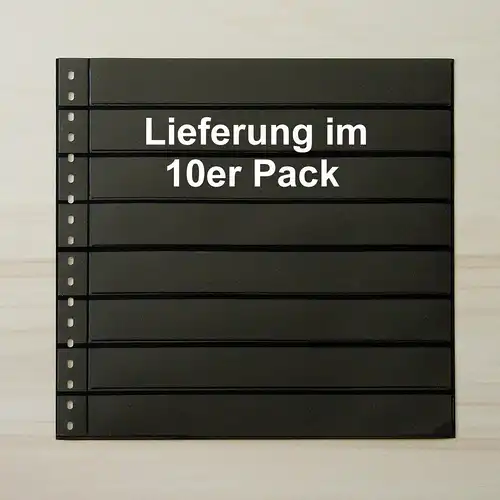 LINDNER Omnia Einsteckblatt 08 - schwarz 8 Streifen - 10er-Packung