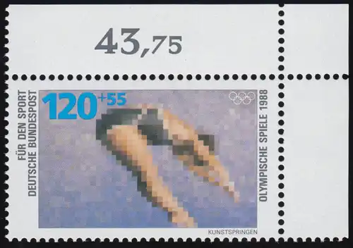 1355 Olympiades sauts d'art 120+55 Pf ** coin o.r.