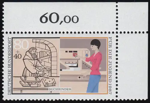 1318 Jeunesse Libellé 80+40 Pf ** Coin o.r.