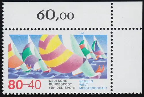 1310 Segel-Weltmeisterschaft 80+40 Pf ** Ecke o.r.