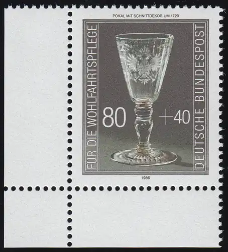 1298 Wohlfahrt Kostbare Gläser 80+40 Pf ** Ecke u.l.