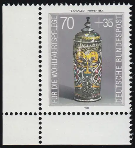 1297 Wohlfahrt Kostbare Gläser 70+35 Pf ** Ecke u.l.