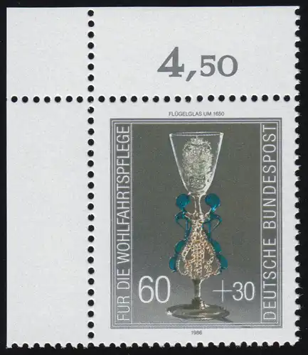 1296 Wohlfahrt Kostbare Gläser 60+30 Pf ** Ecke o.l.