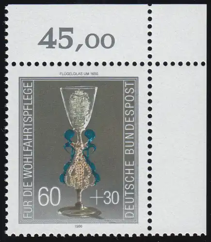 1296 Wohlfahrt Kostbare Gläser 60+30 Pf ** Ecke o.r.