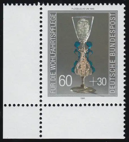 1296 Wohlfahrt Kostbare Gläser 60+30 Pf ** Ecke u.l.