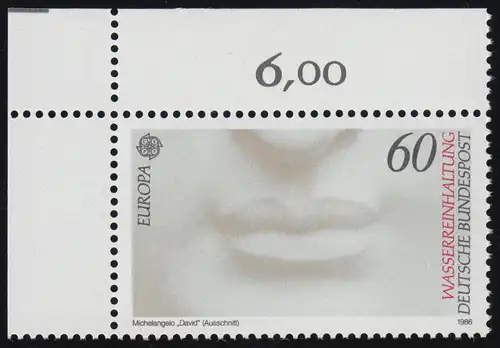 1278 Europe Protection de la nature Protection des eaux 60 Pf ** Coin o.l.