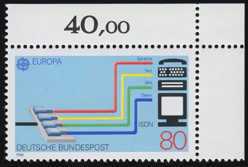 1368 Europa 80 Pf ** Ecke o.r.