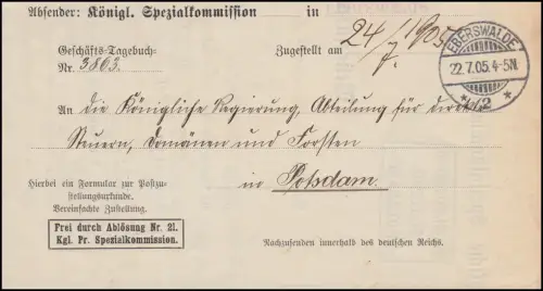 Libre par remplacement 21 Commission spéciale EBERSWALDE 22.7.05 selon POTSDAM 22.07.