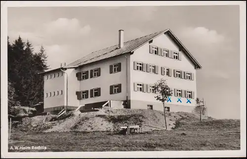 Landpost Rechtis über KEMPTEN (ALLGÄU) 2.6.1954 auf passender AK 