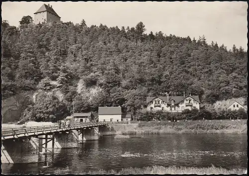 Landpost Schleiz-Oberoschitz auf AK Ziegenrück, Tagesstempel SCHLEIZ 13.7.1960