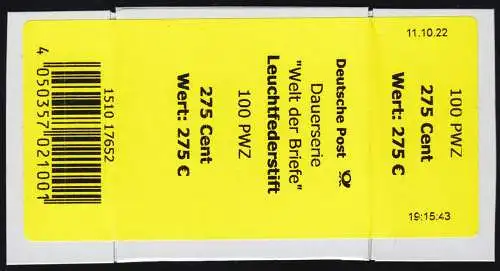 3657 Stylo à ressort lumineux 275 centimètre jaune 2022 - Banderole / autocollant du rouleau 100