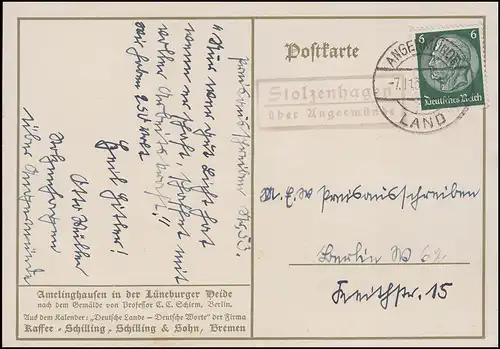 Landpost Stolzenhagen sur AGENDE PAYS 7.11.1935 sur AK Amelinghausen
