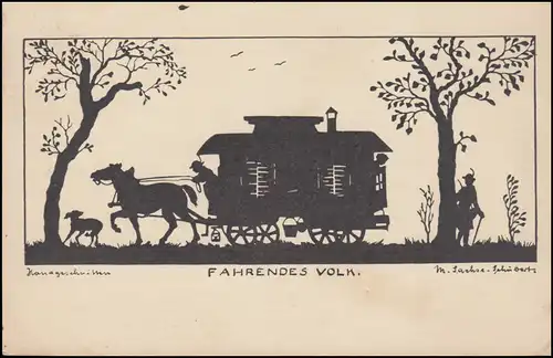 Landpost Glienick über ZOSSEN LAND 1.5.1935 auf AK Fahrendes Volk