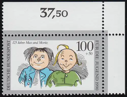 1458 Jugend Max und Moritz 100+50 Pf ** Ecke o.r.