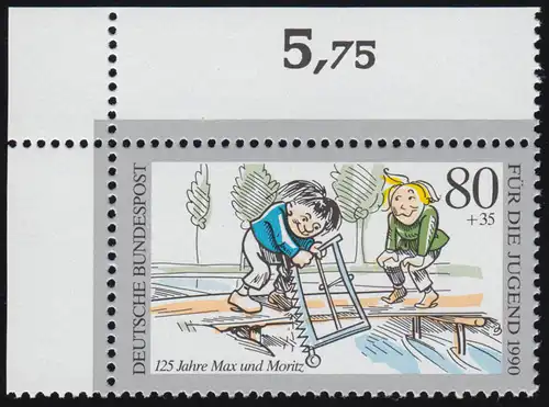 1457 Jugend Max und Moritz 80+35 Pf ** Ecke o.l.