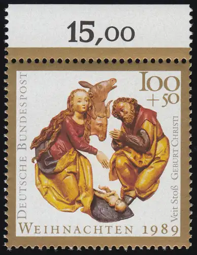 1443 Weihnachten 100+50 Pf ** Oberrand